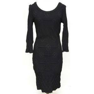 CHANEL Made in France Check Print Cap Sleeve Tweed Sheath Dress in Black Size 38